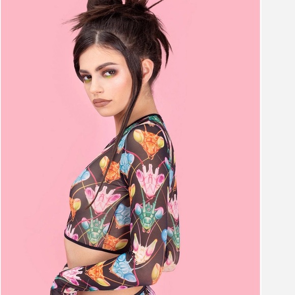 Burning Man/Festival Bandika Top and Skirt Mesh Cutout Set - Picture 6 of 9